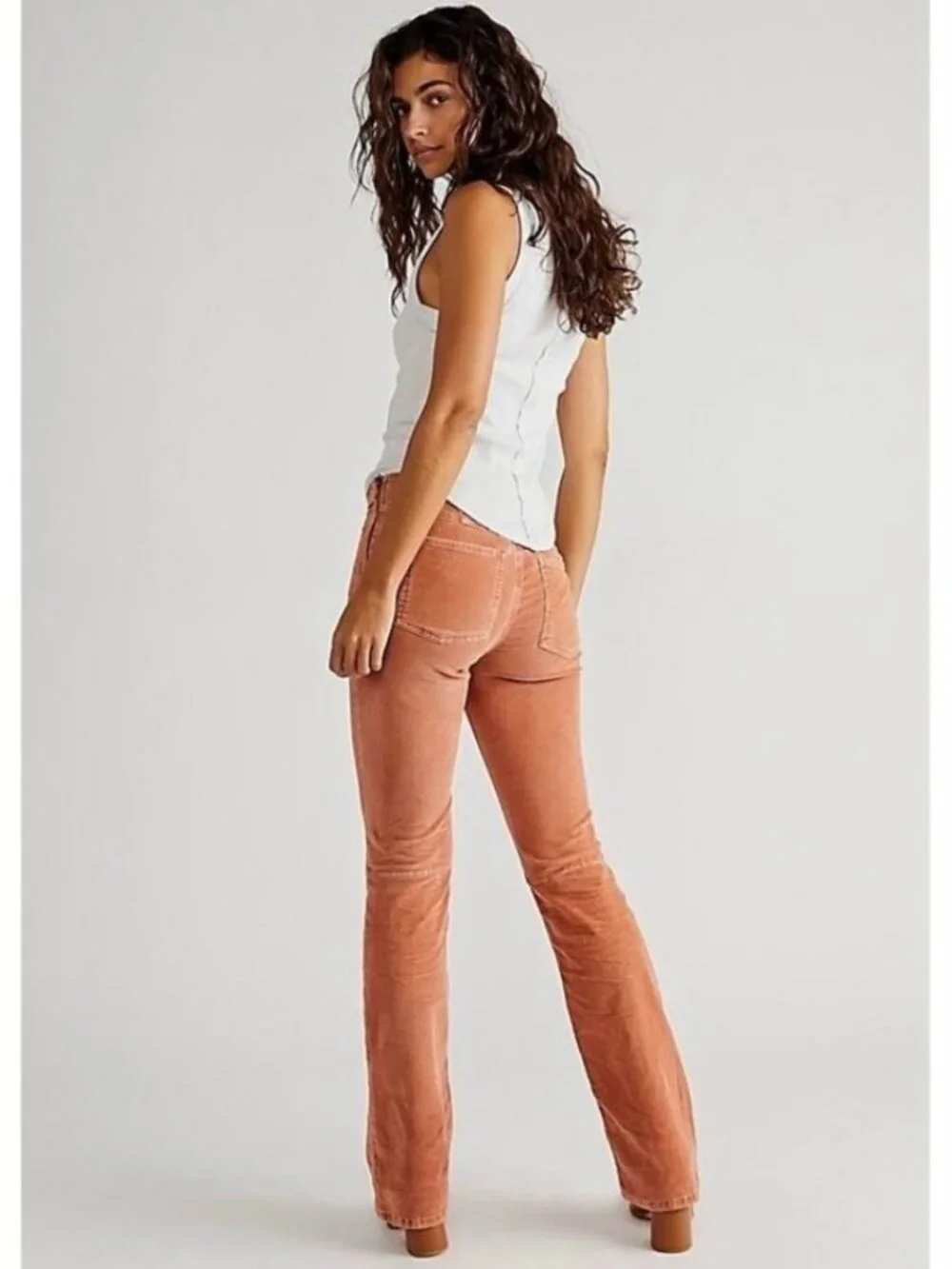 We The Free Pants Size 27 Cognac Brown Corduroy‎ Slim Flare Western Forest Fairy